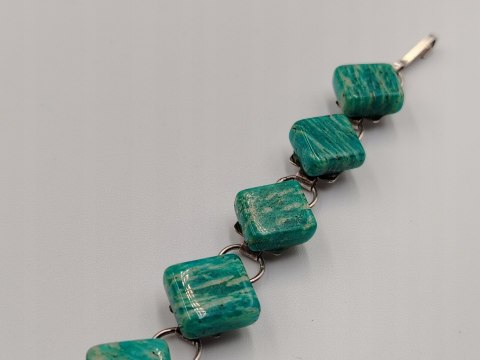 Piękna stara srebrna damska bransoletka AMAZONIT srebro biżuteria VINTAGE