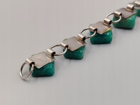 Piękna stara srebrna damska bransoletka AMAZONIT srebro biżuteria VINTAGE