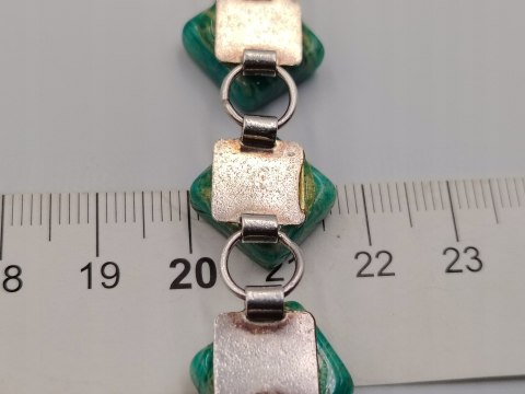 Piękna stara srebrna damska bransoletka AMAZONIT srebro biżuteria VINTAGE