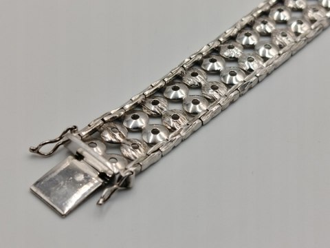 Piękna stara srebrna damska bransoletka ażurowa KOŁA srebro 800 VINTAGE