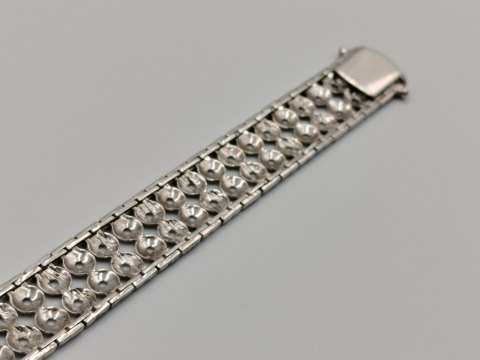 Piękna stara srebrna damska bransoletka ażurowa KOŁA srebro 800 VINTAGE