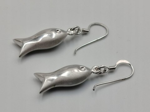 Piękne srebrne damskie kolczyki RYBKI, RYBY srebro 925 biżuteria VINTAGE