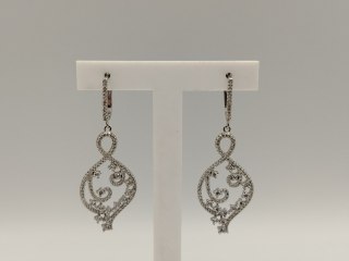 Piękne srebrne damskie kolczyki ażurowe cyrkonie srebro 925 biżuteria