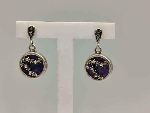 Piękne srebrne kolczyki damskie CZAROIT MARKAZYTY - srebro 925 biżuteria