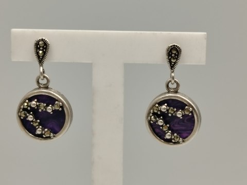 Piękne srebrne kolczyki damskie CZAROIT MARKAZYTY - srebro 925 biżuteria