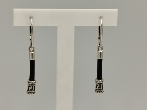 Piękne srebrne kolczyki damskie wiszące KAUCZUK wzorek srebro 925 biżuteria