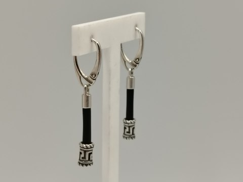 Piękne srebrne kolczyki damskie wiszące KAUCZUK wzorek srebro 925 biżuteria