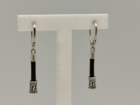 Piękne srebrne kolczyki damskie wiszące KAUCZUK wzorek srebro 925 biżuteria