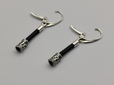 Piękne srebrne kolczyki damskie wiszące KAUCZUK wzorek srebro 925 biżuteria