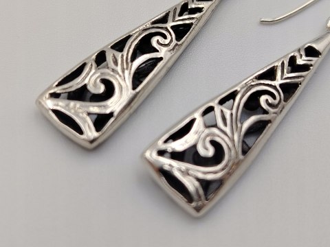 Piękne stare srebrne damskie kolczyki ażurowe srebro 925 biżuteria VINTAGE