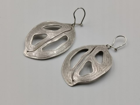 Piękne stare srebrne damskie kolczyki ażurowe srebro 925 biżuteria VINTAGE