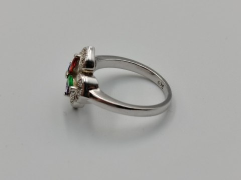 Piękny srebrny damski pierścionek CYRKONIE r.11 srebro 925 biżuteria