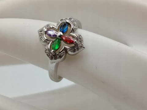 Piękny srebrny damski pierścionek CYRKONIE r.11 srebro 925 biżuteria