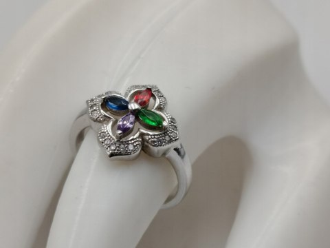 Piękny srebrny damski pierścionek CYRKONIE r.11 srebro 925 biżuteria