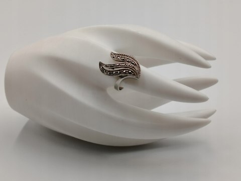 Piękny srebrny damski pierścionek ażurowy MARKAZYTY r.16 srebro biżuteria