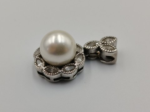 Piękny srebrny damski wisiorek/zawieszka PERŁA CYRKONIE biżuteria VINTAGE