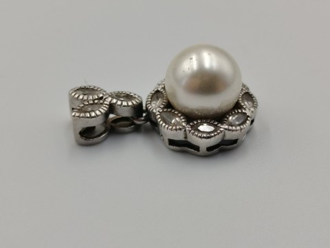 Piękny srebrny damski wisiorek/zawieszka PERŁA CYRKONIE biżuteria VINTAGE