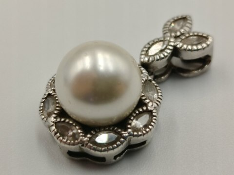 Piękny srebrny damski wisiorek/zawieszka PERŁA CYRKONIE biżuteria VINTAGE