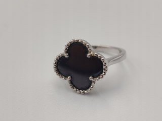 Piękny srebrny pierścionek ONYKS CZARNY KONICZYNA r. 9 srebro 925 biżuteria