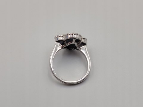 Piękny srebrny pierścionek ONYKS CZARNY KONICZYNA r. 9 srebro 925 biżuteria