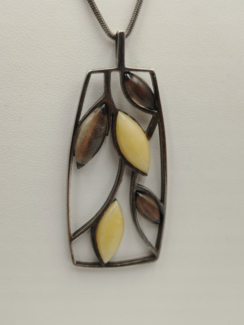 Piękny stary srebrny damski komplet wisiorek + łańcuszek biżuteria VINTAGE