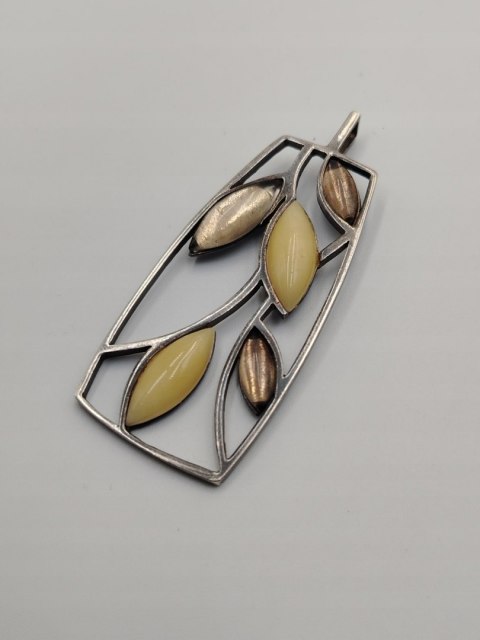 Piękny stary srebrny damski komplet wisiorek + łańcuszek biżuteria VINTAGE