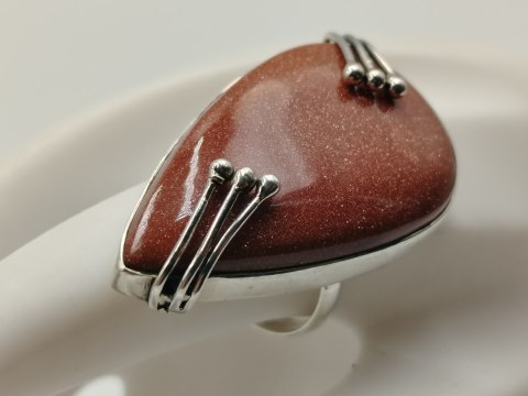 Piękny stary srebrny damski pierścionek PIASEK PUSTYNI r.17 srebro VINTAGE