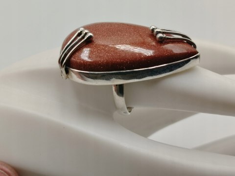 Piękny stary srebrny damski pierścionek PIASEK PUSTYNI r.17 srebro VINTAGE