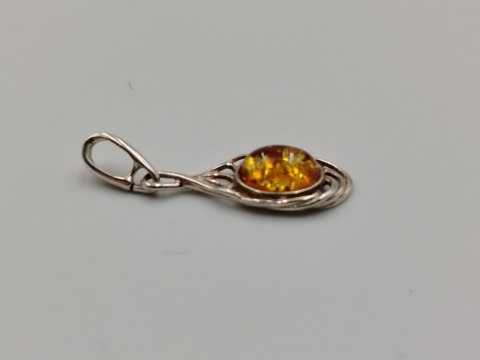 Piękny stary srebrny damski wisiorek/zawieszka BURSZTYN biżuteria VINTAGE