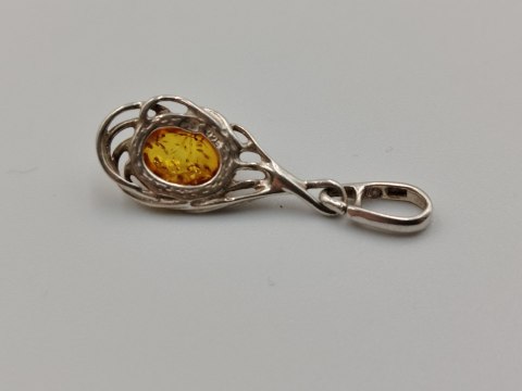 Piękny stary srebrny damski wisiorek/zawieszka BURSZTYN biżuteria VINTAGE