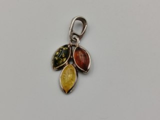 Piękny stary srebrny damski wisiorek/zawieszka bursztyn biżuteria VINTAGE