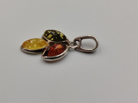 Piękny stary srebrny damski wisiorek/zawieszka bursztyn biżuteria VINTAGE