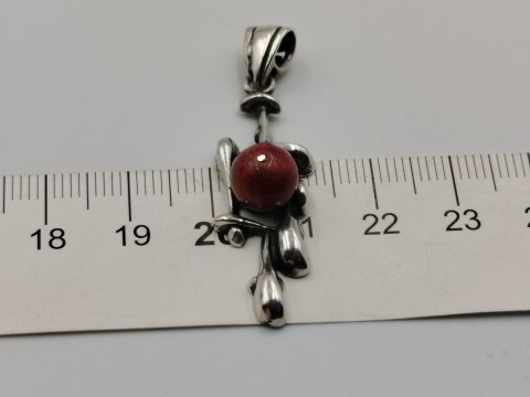 Piękny stary srebrny wisiorek/zawieszka KORAL srebro biżuteria VINTAGE
