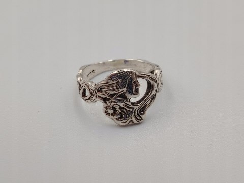 Stary piękny srebrny damski pierścionek LADY r.9 srebro biżuteria VINTAGE