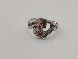 Stary piękny srebrny damski pierścionek LADY r.9 srebro biżuteria VINTAGE