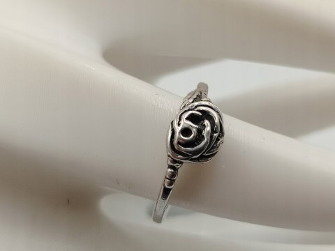 Stary piękny srebrny damski pierścionek RÓŻA r.16 srebro biżuteria VINTAGE