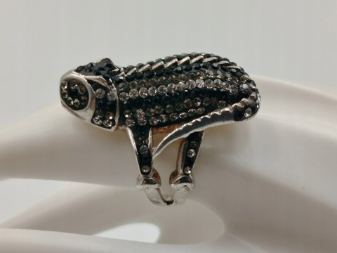 Stary piękny srebrny pierścionek KAMELEON CYRKONIE r. 19 srebro 925 VINTAGE