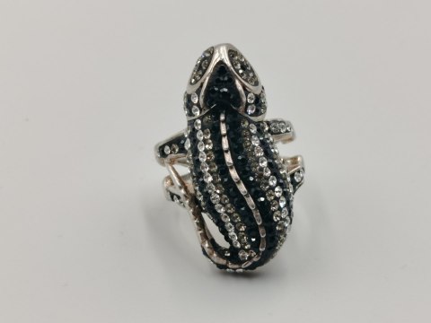 Stary piękny srebrny pierścionek KAMELEON CYRKONIE r. 19 srebro 925 VINTAGE