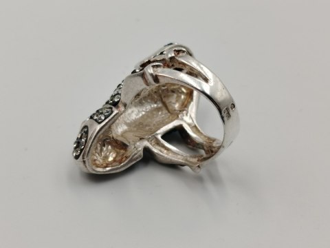 Stary piękny srebrny pierścionek KAMELEON CYRKONIE r. 19 srebro 925 VINTAGE