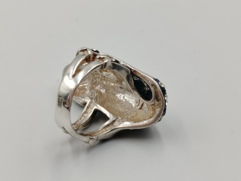 Stary piękny srebrny pierścionek KAMELEON CYRKONIE r. 19 srebro 925 VINTAGE