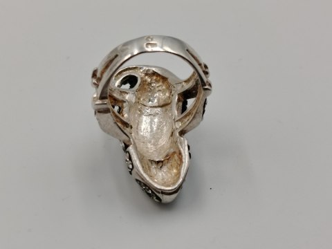 Stary piękny srebrny pierścionek KAMELEON CYRKONIE r. 19 srebro 925 VINTAGE