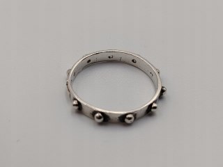 Stary piękny srebrny różaniec na palec/obrączka roz. 26 VINTAGE biżuteria