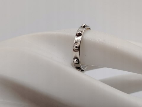 Stary piękny srebrny różaniec na palec/obrączka roz. 26 VINTAGE biżuteria