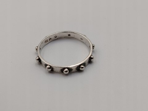 Stary piękny srebrny różaniec na palec/obrączka roz. 26 VINTAGE biżuteria