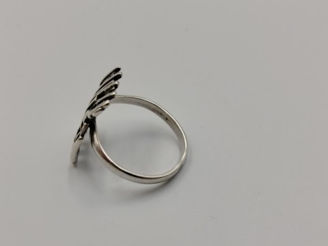 Stary srebrny ażurowy modernistyczny pierścionek r.17 biżuteria VINTAGE