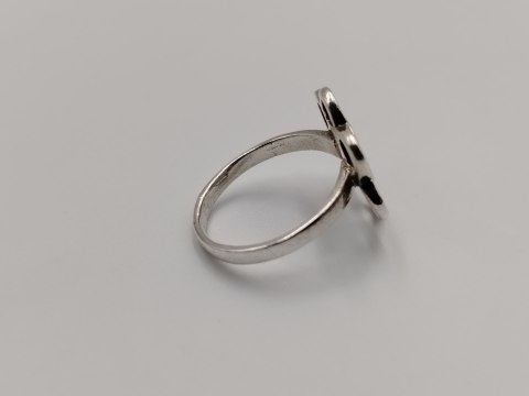 Stary srebrny damski pierścionek ażurowy MASA PERŁOWA KWIAT r. 13 biżuteria