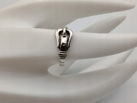 Stary srebrny damski pierścionek/obrączka PASEK DO SPODNI r. 16 VINTAGE