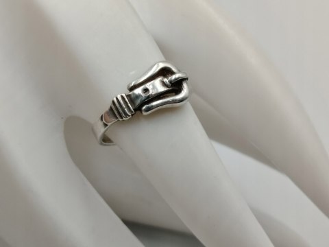 Stary srebrny damski pierścionek/obrączka PASEK DO SPODNI r. 16 VINTAGE