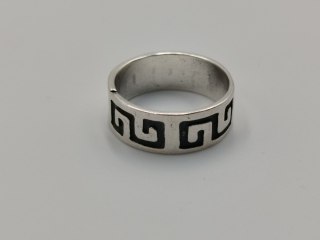 Stary srebrny damski pierścionek/obrączka wzór GRECKI r.7/8 srebro VINTAGE