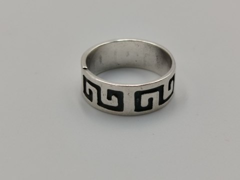 Stary srebrny damski pierścionek/obrączka wzór GRECKI r.7/8 srebro VINTAGE